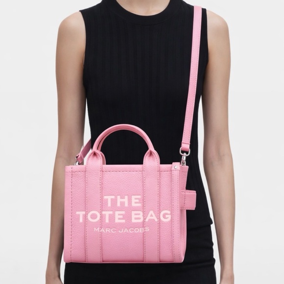 SMALL Marc Jacobs Petite Pink Tote Bag with Textured Leather & Detach Strap - Picture 3 of 13